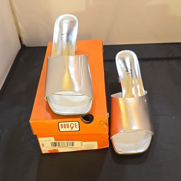 BRAND NEW ROUGE HELIUM CLEAR BLOCK-HEEL SLIP-ON SQUARE TOE SANDAL - Picture 16 of 16